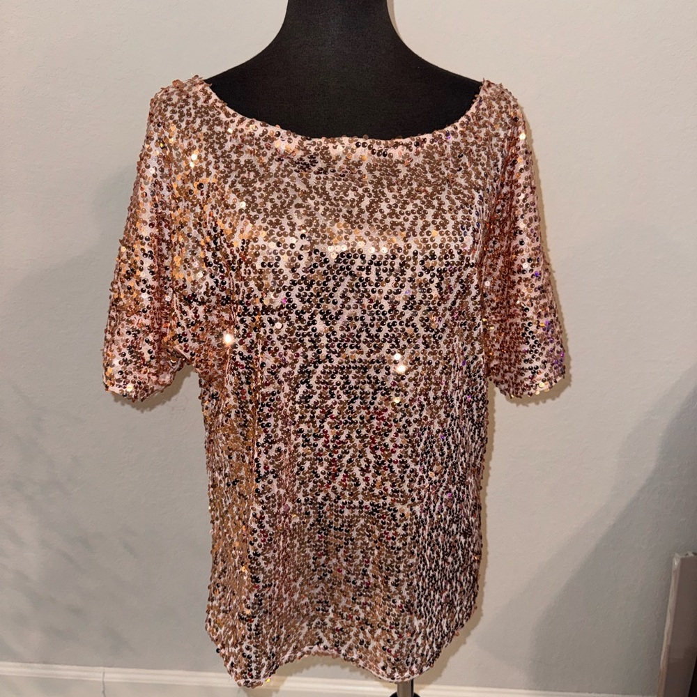 Sequin Short Sleeve Top